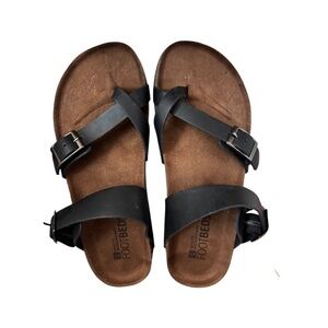 White Mountain Footbeds Black Leather Sandals Sizze 8M NWT